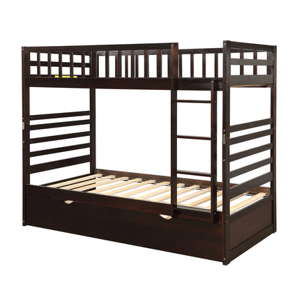 Orisfur. Twin Bunk Beds for Kids with Safety Rail and Movable Trundle bed