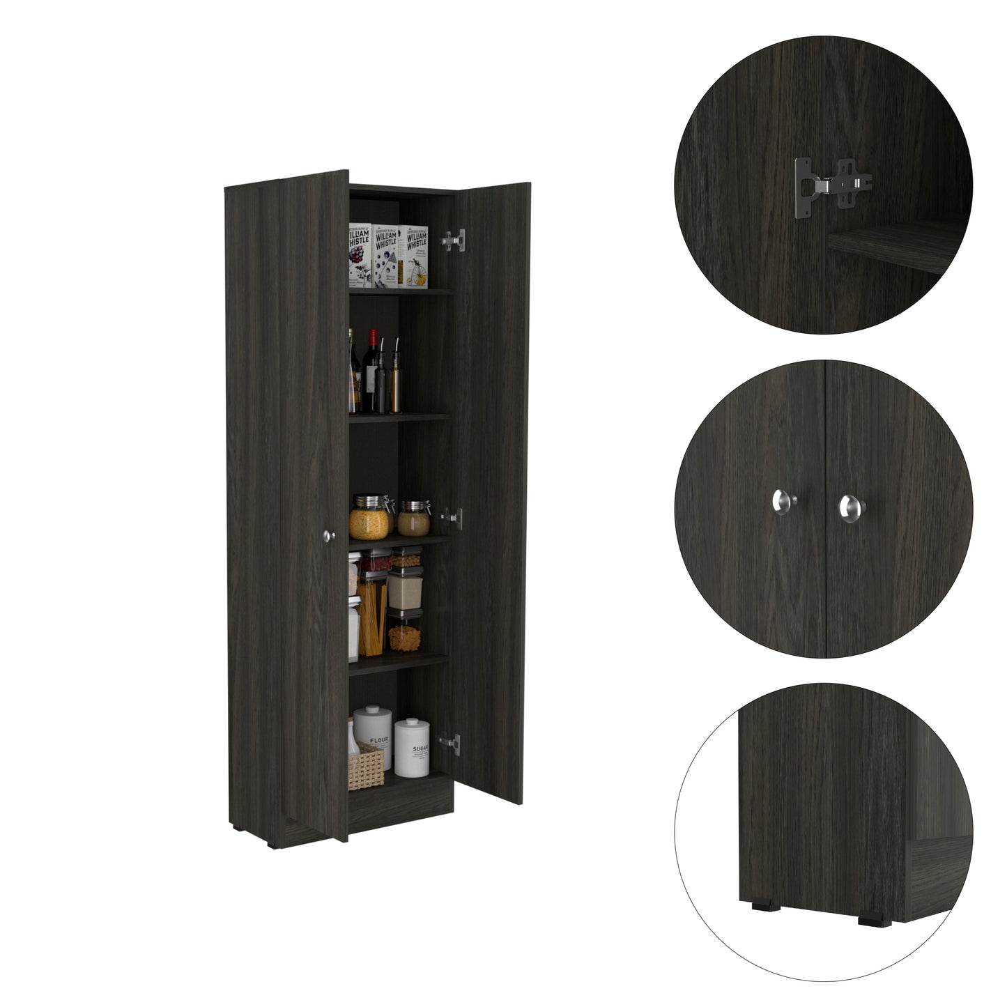 Buxton Rectangle 2-Door Storage Tall Cabinet Carbon Espresso and Black Wengue