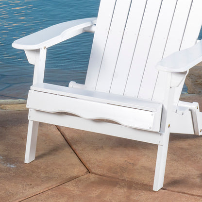 Milan Outdoor Acacia Folding White  Adirondack Chair