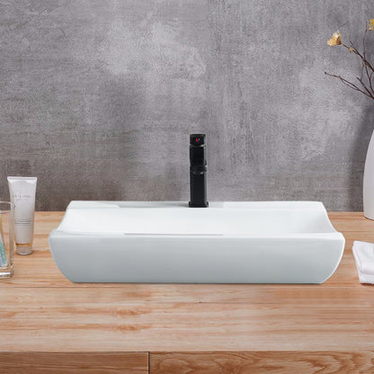 Vessel  Bathroom Sink Basin in White Ceramic