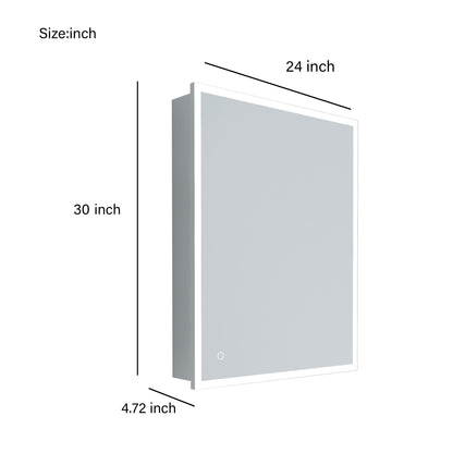 24x30 inch Rectangular LED Lighted Bathroom Medicine Cabinet with Mirror, Anti-Fog, Dimmable Lights, and Aluminum Frame