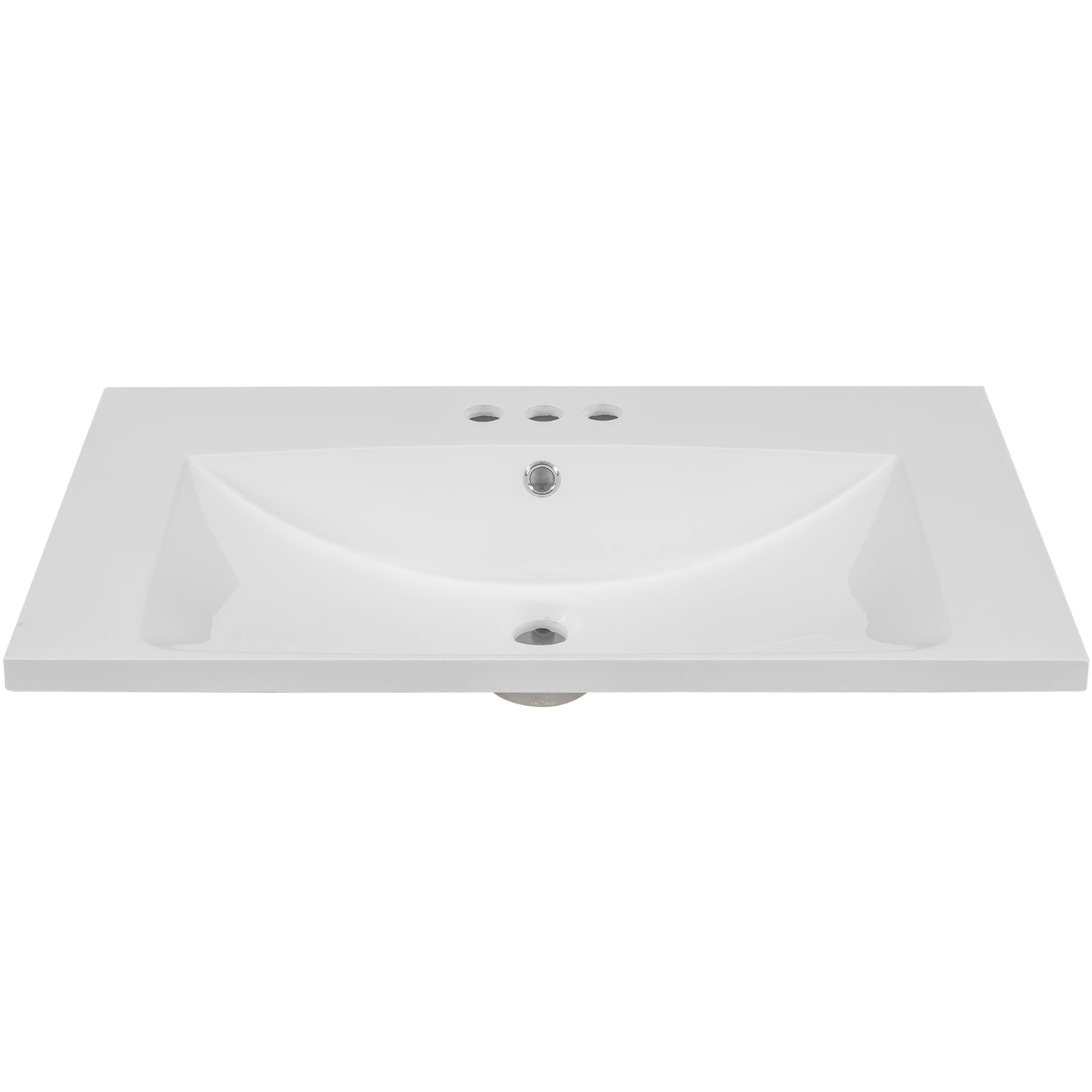 30" Single Bathroom Vanity Top with White Basin, 3-Faucet Holes, Ceramic