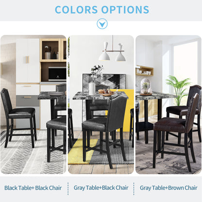 TOPMAX 5 Piece Dining Set with Matching Chairs and Bottom Shelf for Dining Room, Black Chair+Black Table