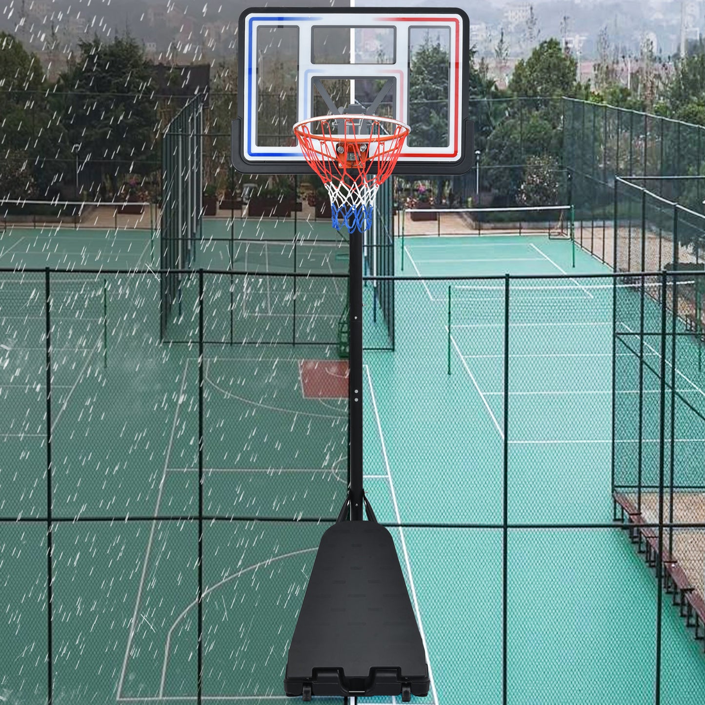 Portable Basketball Hoop Basketball System 8-10ft Height Adjustment for Youth Adults LED Basketball Hoop Lights, Colorful lights, Waterproof，Super Bright to Play at Night Outdoors,Good Gift for Kids