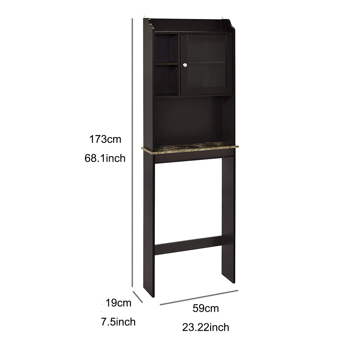 Modern Over The Toilet Space Saver Organization Wood Storage Cabinet for Home, Bathroom - Espresso