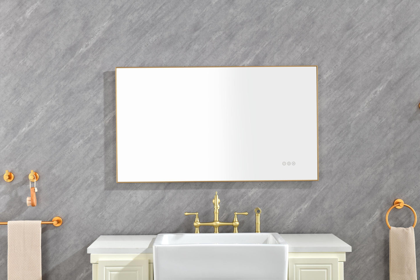 Super Bright Led Bathroom Mirror with Lights, Metal Frame Mirror Wall Mounted Lighted Vanity Mirrors for Wall, Anti Fog Dimmable Led Mirror for Makeup, Horizontal/Verti