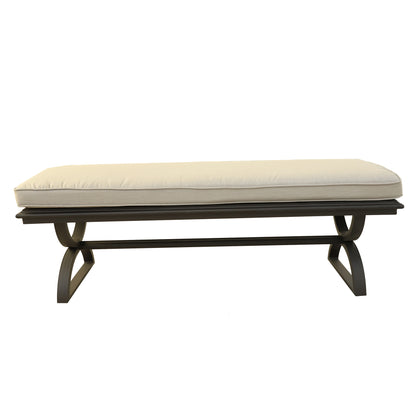 Outdoor Aluminum Bench with Cushion, Chocolate Silk/Sand Dollar