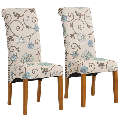 Bionic Beige Pattern Dining Chair with Nail Head Trim, Set of 2