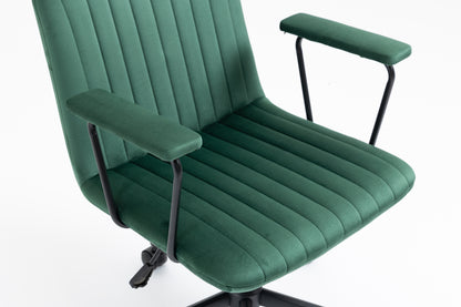 Mid-Back Desk Chair,Velvet Executive Swivel Office Chair with black Frame ,Swivel Arm Chair For Home Office(Green)