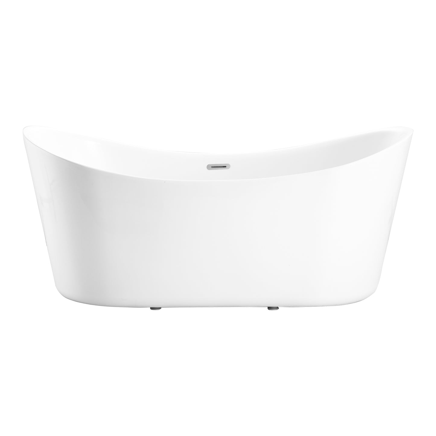 67"L x 31.5"W Acrylic Art Freestanding Alone White Soaking Bathtub with Brushed Nickel Overflow and Pop-up Drain