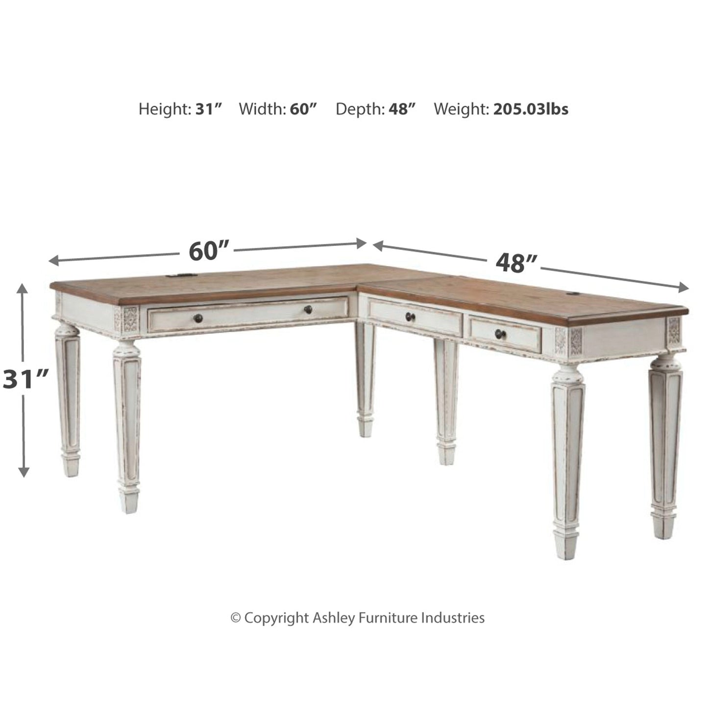 Ashley Realyn 2-Piece Casual Home Office Desk H743H1