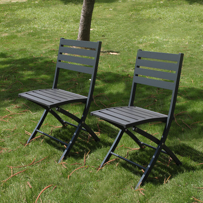 2PCS Outdoor Indoor Folding Chairs Aluminum Patio Dining Chairs, Grey