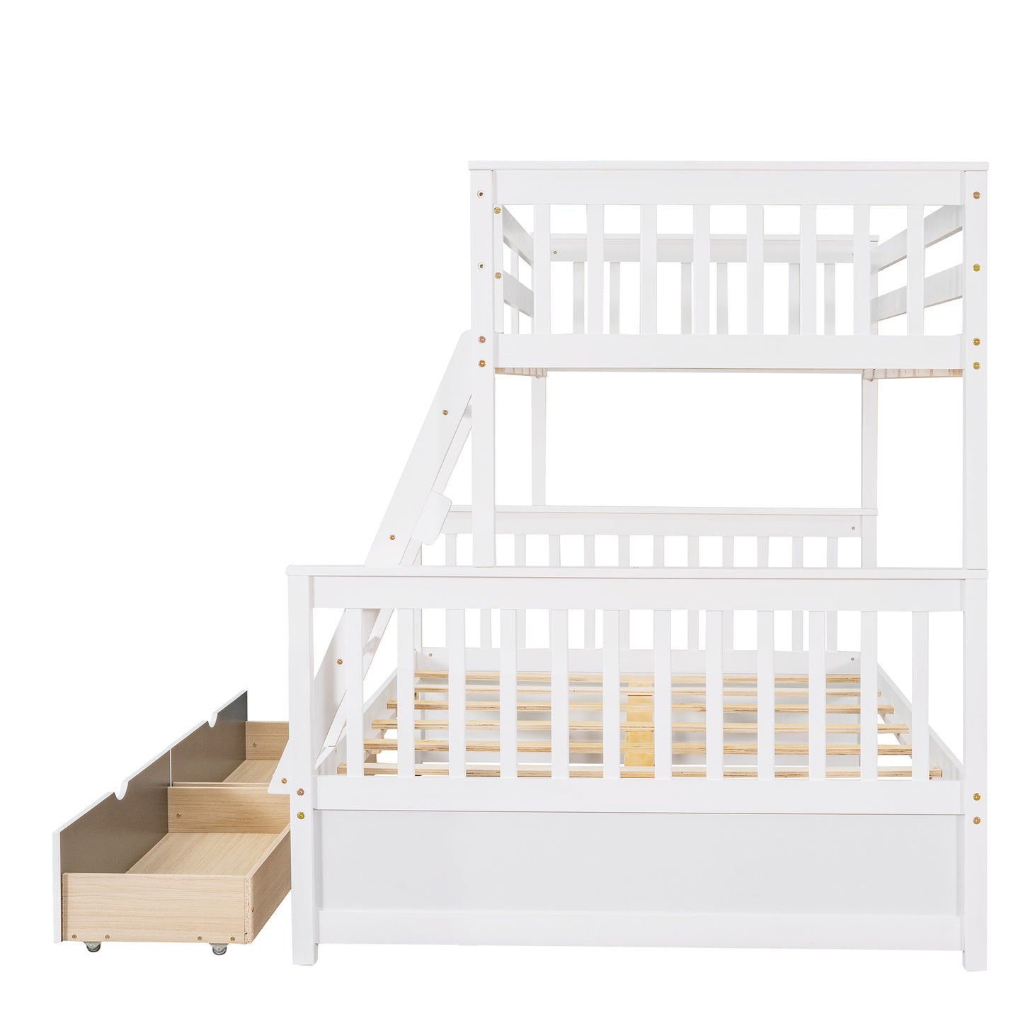 Twin-Over-Full Bunk Bed with Ladders and Two Storage Drawers (White) ( old sku:LT000165AAK）