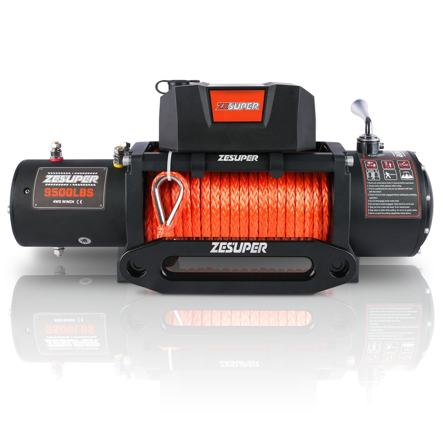 ZESUPER 9500 lbs Electric Winch Kit Waterproof IP67 Electric Winch with Hawse Fairlead, with Both Wireless Handheld Remote and Corded Control Recovery (9500-Rope)