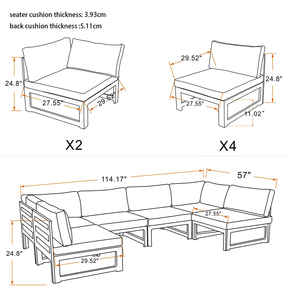 Outdoor sofa 6 pieces