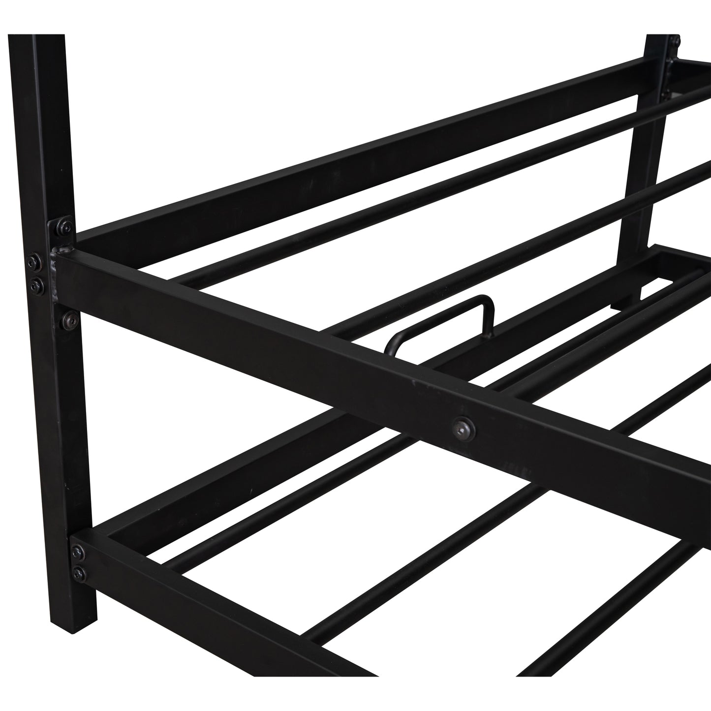 Metal House Bed With Trundle, Twin Size House  Bed Black