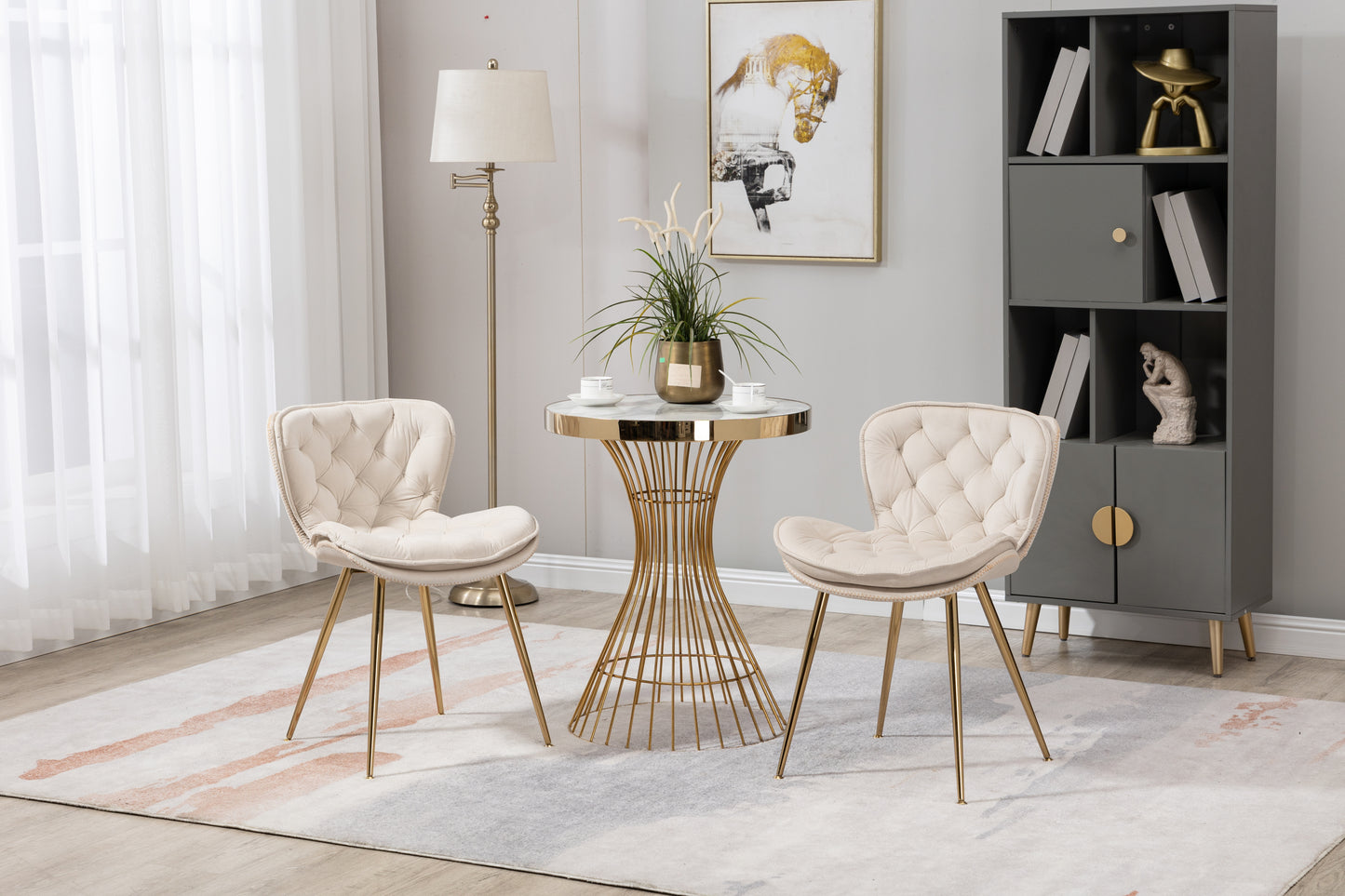 COOLMORE  Owen Collection Modern | Contemporary Velvet Upholstered Dining Chair with Polished Gold Legs, Set of 2