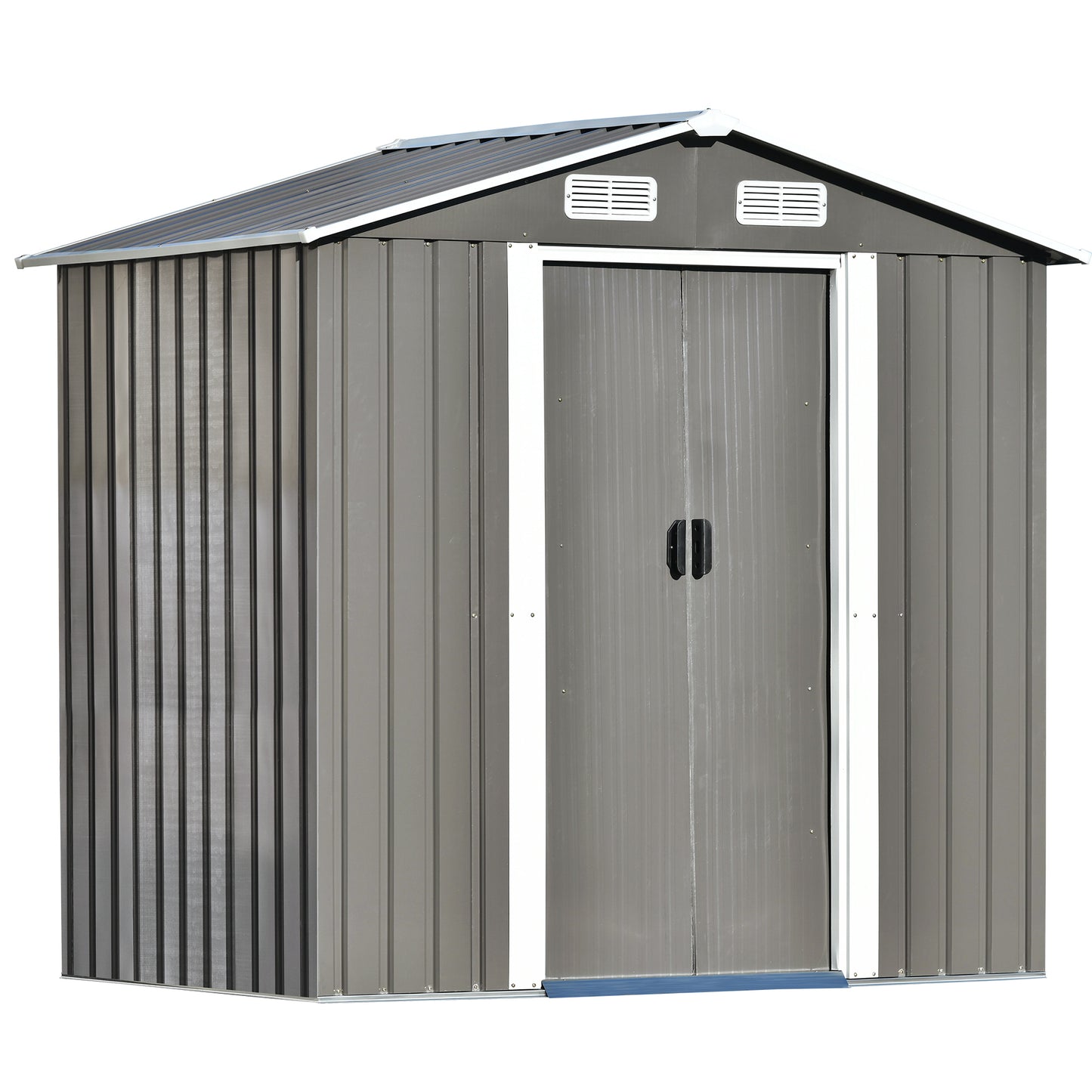 TOPMAX Patio 6ft x4ft Bike Shed Garden Shed, Metal Storage Shed with Adjustable Shelf and Lockable Door, Tool Cabinet with Vents and Foundation for Backyard, Lawn, Garden, Gray