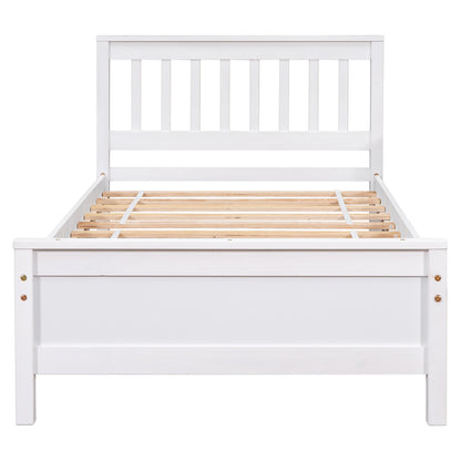 Twin Bed with Headboard and Footboard for Kids, Teens, Adults,with a Nightstand,Wite