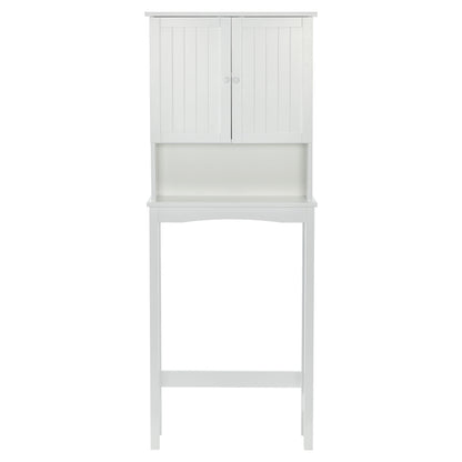 Over-The-Toilet Bathroom Cabinet with Shelf and Two Doors Space-Saving Storage, Easy to Assemble, White