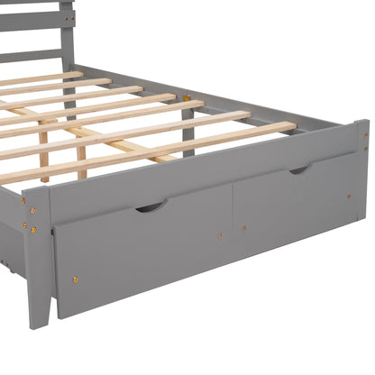 Full Size Platform Bed with Drawers, Gray(New SKU:WF288468AAE)