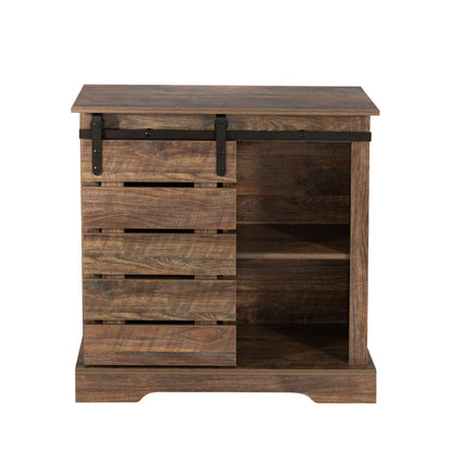 de Cabinet Buffet Sideboard with Sliding Barn Door and Interior Shelves,Espresso