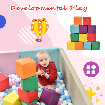 SoftZone Toddler Foam Block Playset, Soft Colorful Stacking Play Module Blocks Big Foam Shapes for Babies and Kids Building, Easy Clean Safe Indoor Active Play Structure