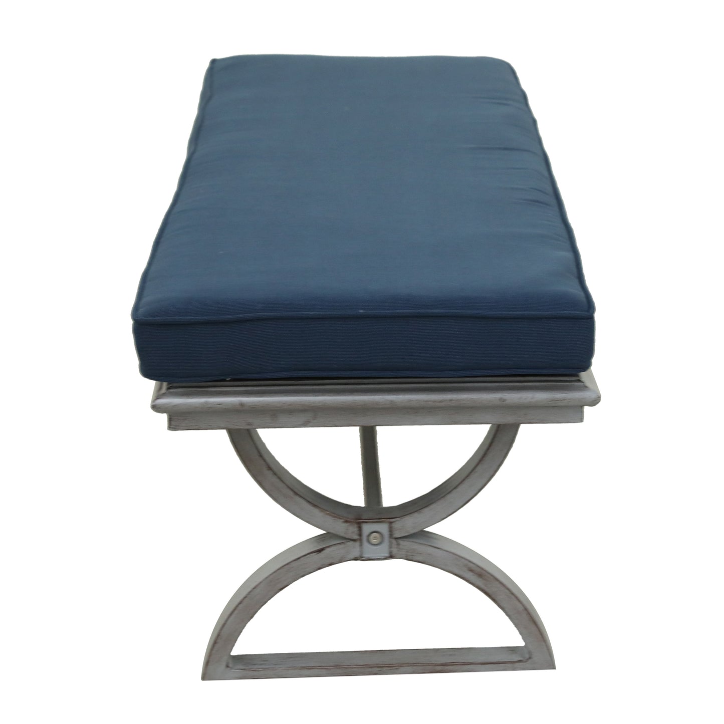 Outdoor Aluminum Bench with Cushion, Denim Blue