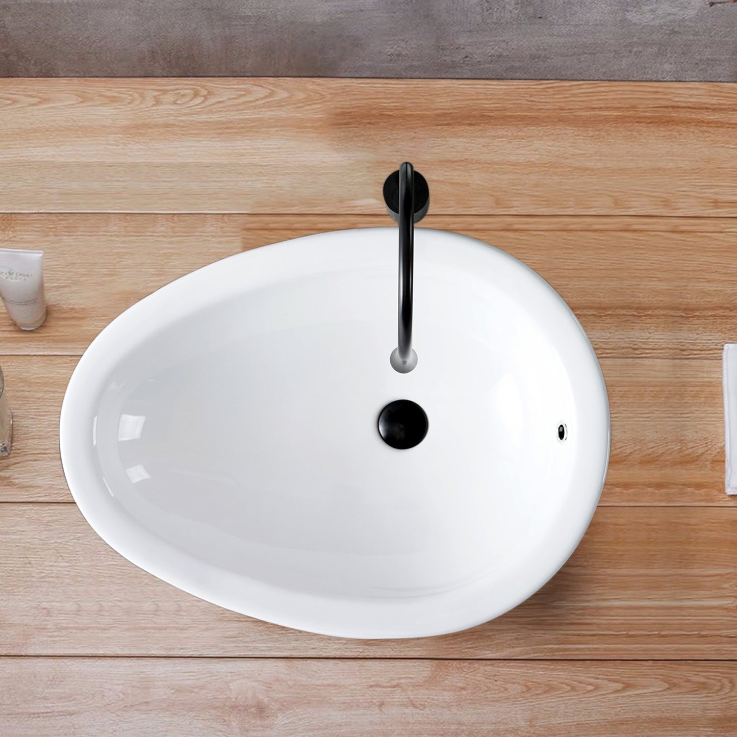 Vessel  Bathroom Sink Basin in White Ceramic