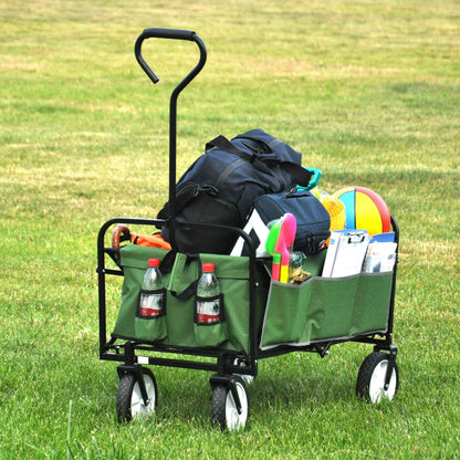 Folding Wagon Garden Shopping Beach Cart (Green)