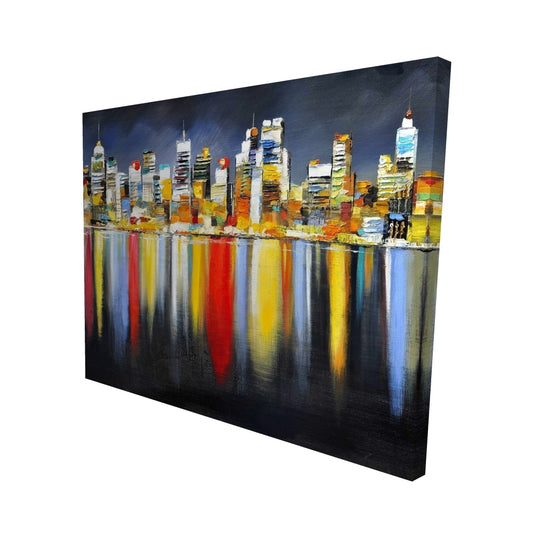 Colorful reflection of a cityscape by night - 08x10 Print on canvas