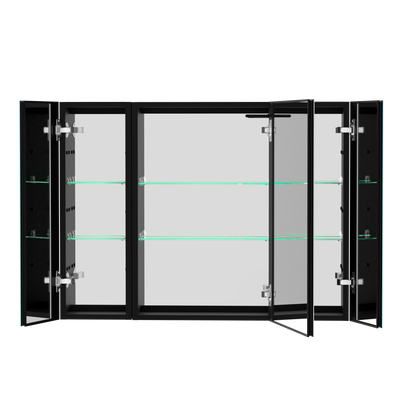 40x30 Inch LED Bathroom Medicine Cabinet Surface Mount Double Door Lighted Medicine Cabinet, Medicine Cabinets for Bathroom with Mirror Defogging, Dimmer Black