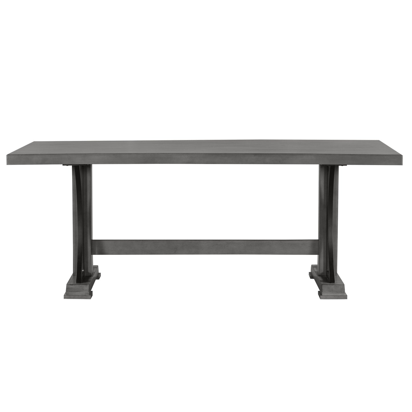 TREXM Retro Style Dining Table 78” Wood Rectangular Table, Seats up to 8 (Gray)