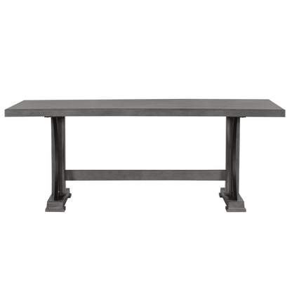 TREXM Retro Style Dining Table 78” Wood Rectangular Table, Seats up to 8 (Gray)