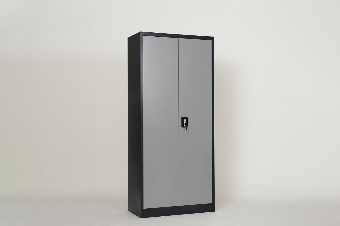 Metal Storage Cabinet with 2 Doors and 4 Shelves, Lockable Steel Storage Cabinet for Office, Garage, Warehouse,(Grey)