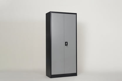 Metal Storage Cabinet with 2 Doors and 4 Shelves, Lockable Steel Storage Cabinet for Office, Garage, Warehouse,(Grey)