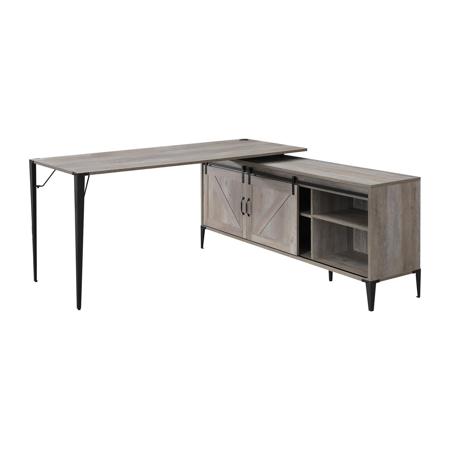 ACME Zakwani Writing Desk, Gray Oak & Black Finish OF00001