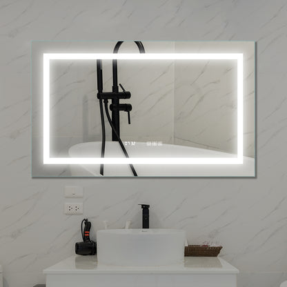 LED Bathroom Vanity Mirror, 40 x 24 inch, Anti Fog, Night Light, Time,Temperature,Dimmable,Color Temper 3000K-6400K,90+ CRI,Horizontal Wall Mounted Only