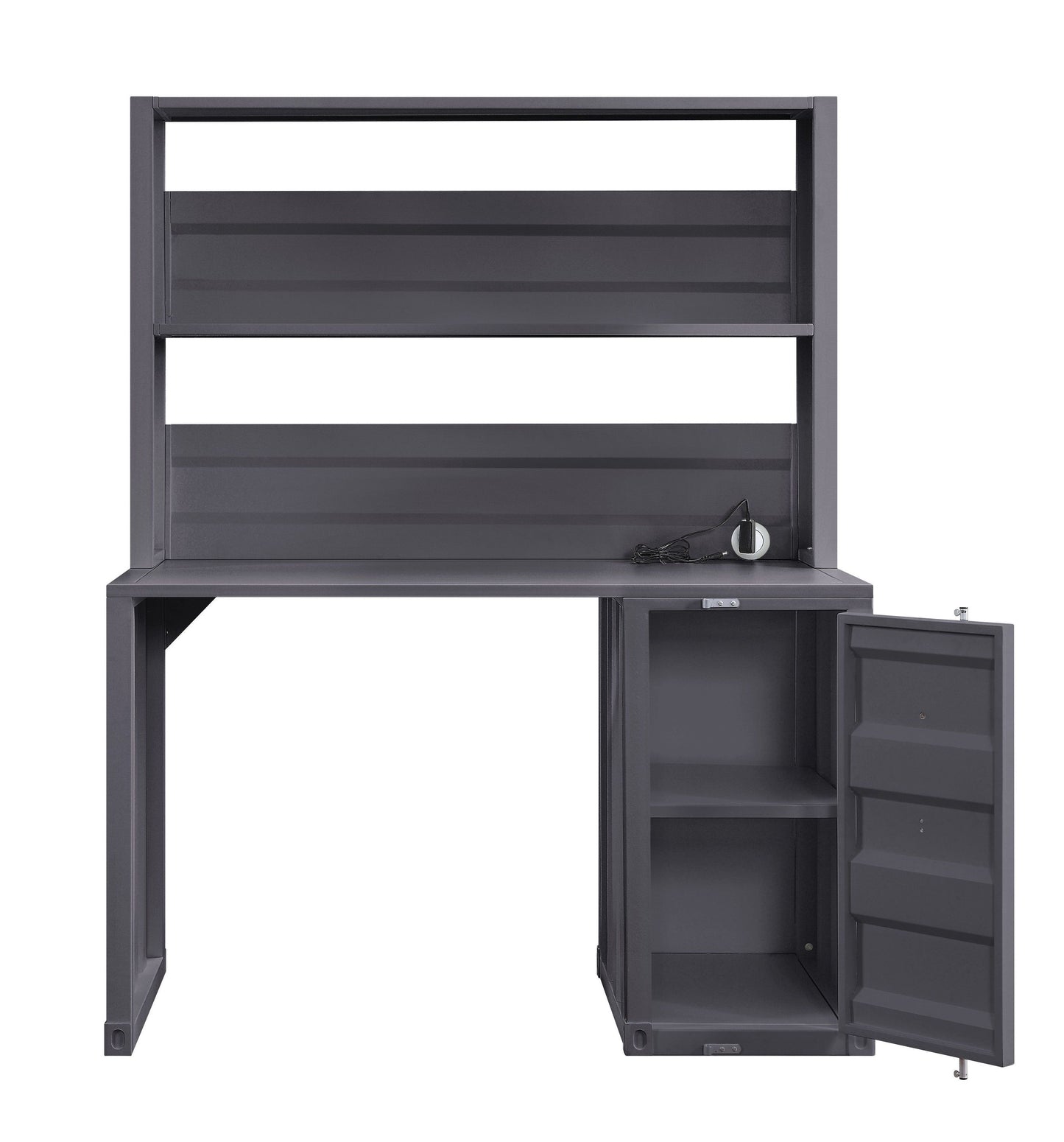 ACME Cargo Desk & Hutch, Gunmetal 37897