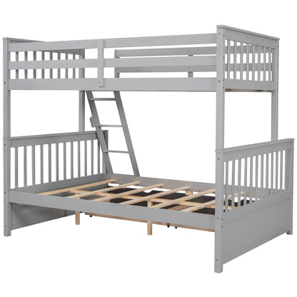 Twin-Over-Full Bunk Bed with Ladders and Two Storage Drawers(Gray)( old sku:LT000165AAE）