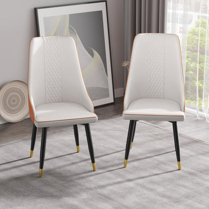 Modern dining chair PU leather metal legs-white+orange-2pcs/ctn