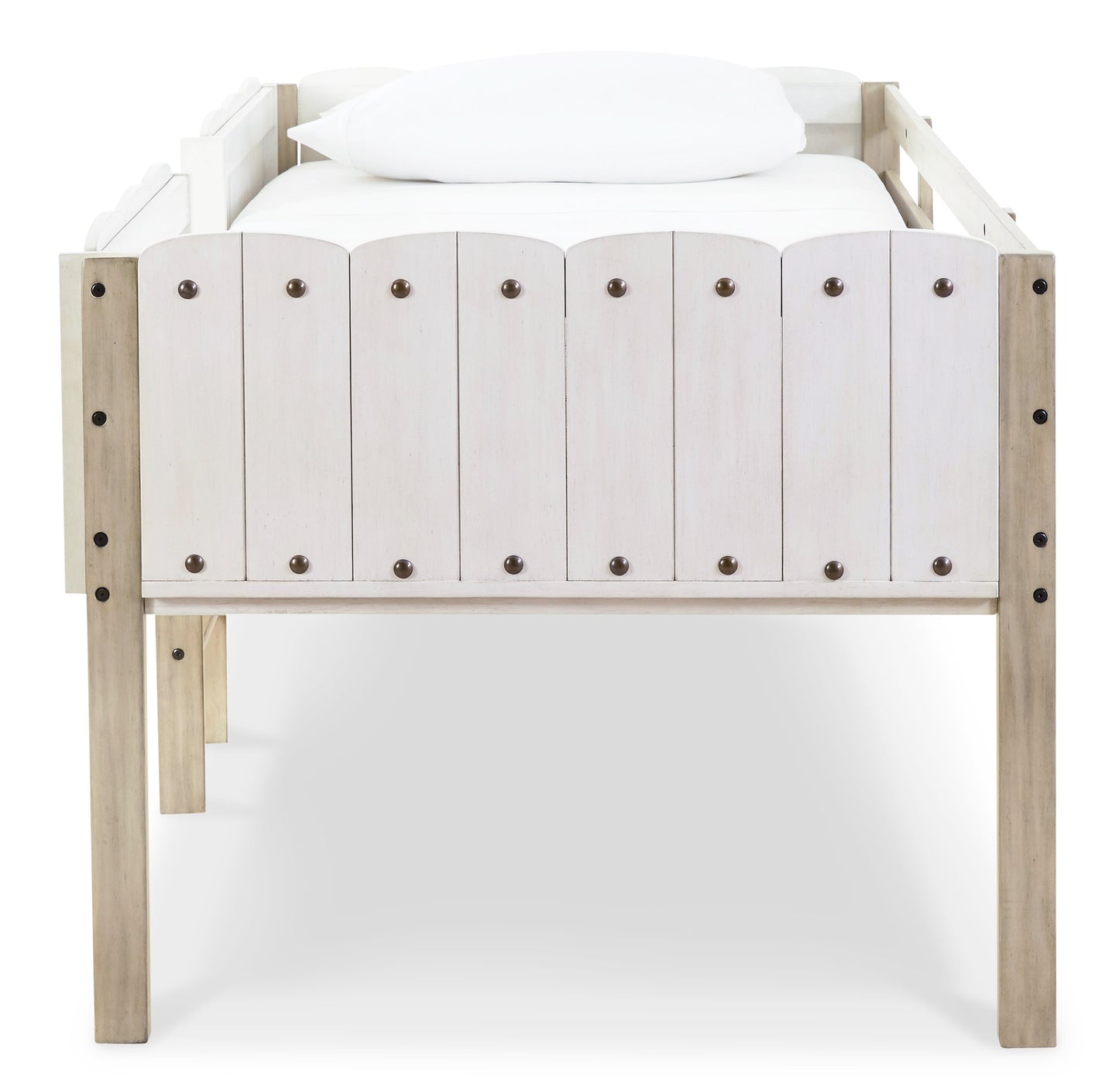Ashley Wrenalyn Brown+White Contemporary Twin Loft Bed Frame B081-162