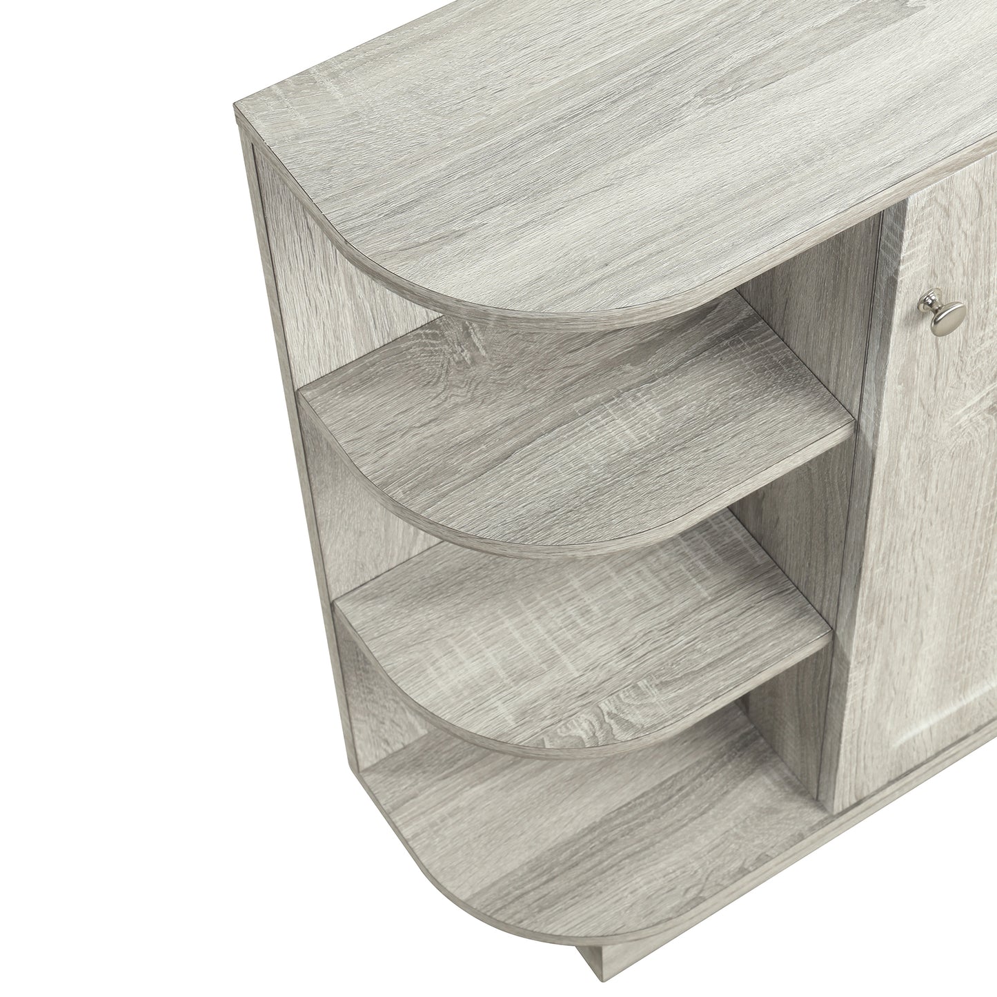 Open Style Shelf Cabinet with Adjustable Plates Ample Storage Space Easy to Assemble, Oak