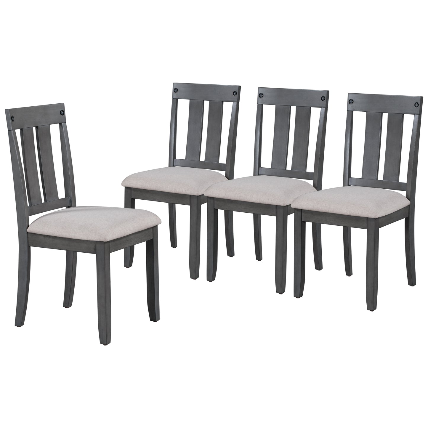 TREXM Rustic Farmhouse 6-Piece Wooden Rustic Style Dining Set, Including Table, 4 Chairs & Bench (Gray)