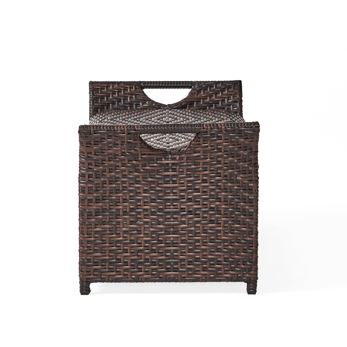 Izidora Outdoor Brown Wicker Storage Ottoman