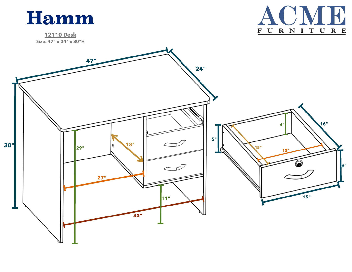 ACME Hamm Desk in Espresso 12110