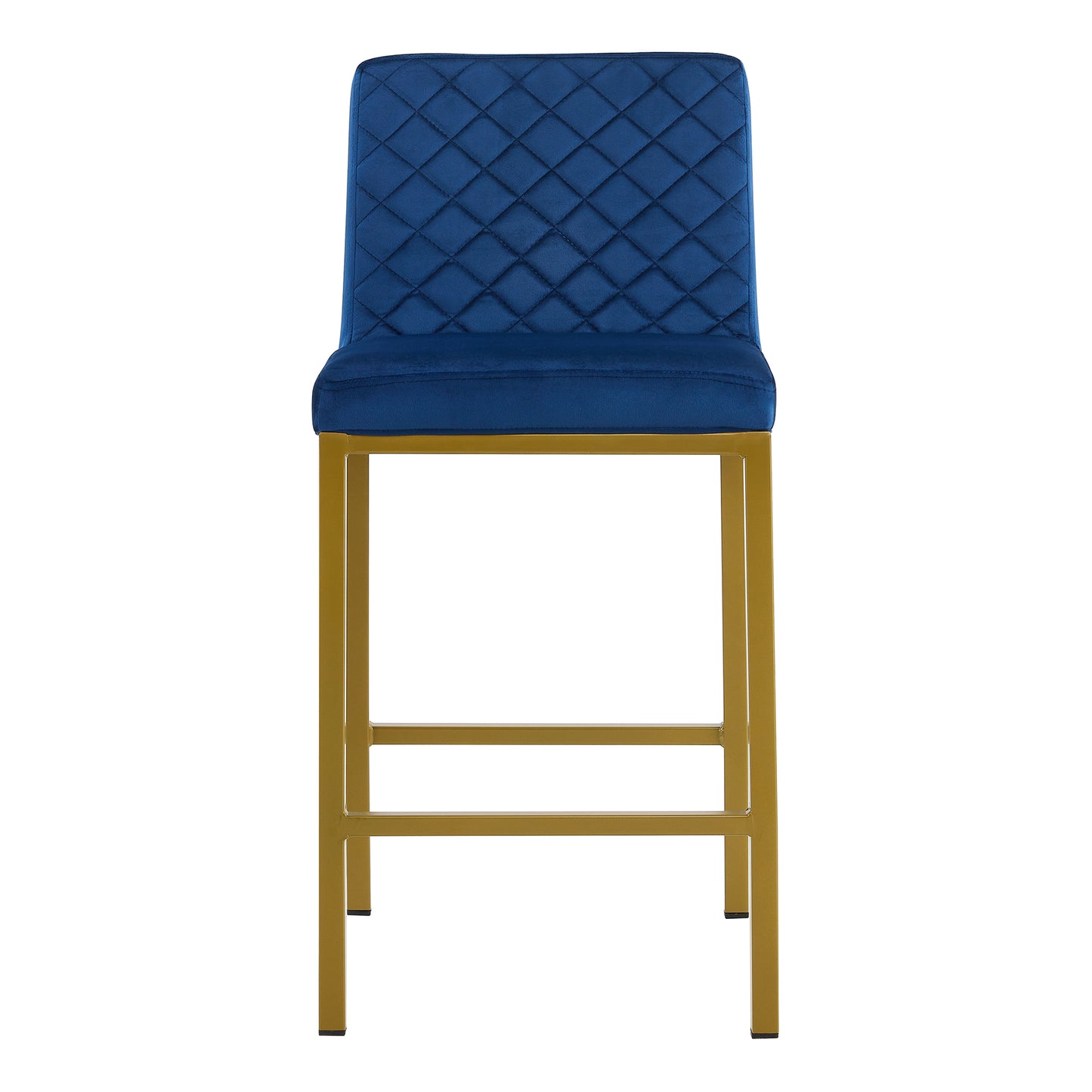 Cheap Modern Design High Counter Stool metal legs Kitchen Restaurant Dark blue  velvet Bar Chair(set of 2)