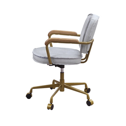 ACME Siecross Office Chair in Vintage White Top Grain Leather 93172