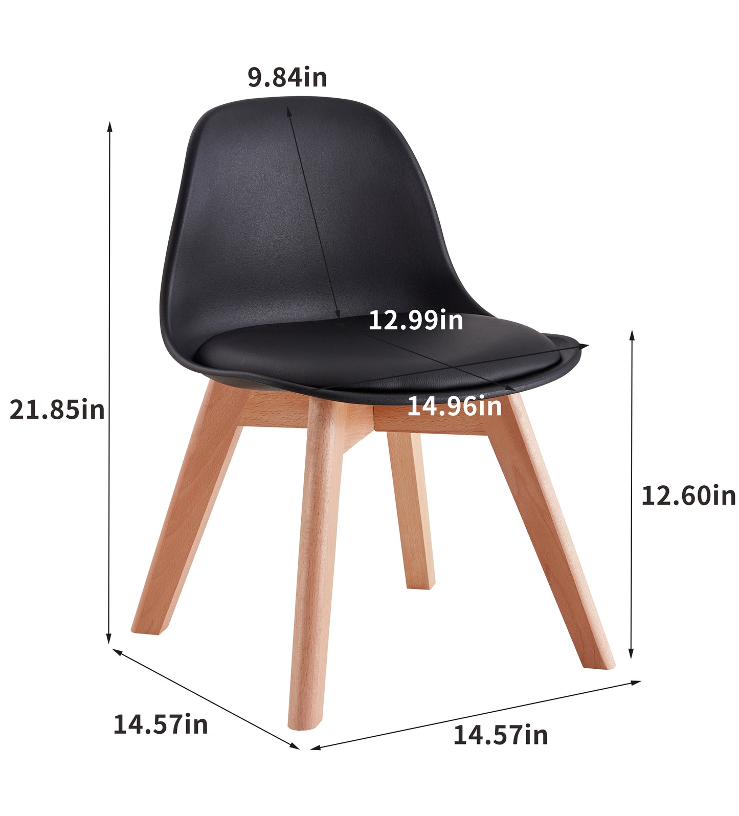 BB chair ,wood leg; pp back with cushion, BLACK,2 pcs per set