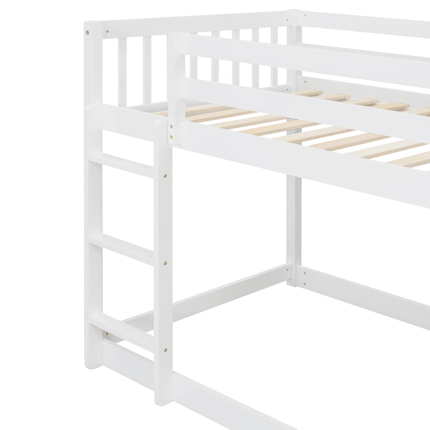 Twin over Twin Bunk Bed with 4 Drawers and 3 Shelves-White（OLD SKU: LP000067AAK）